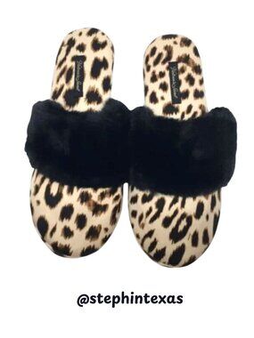 Victoria's Secret Cheetah Print Faux Fur Slippers Size Small